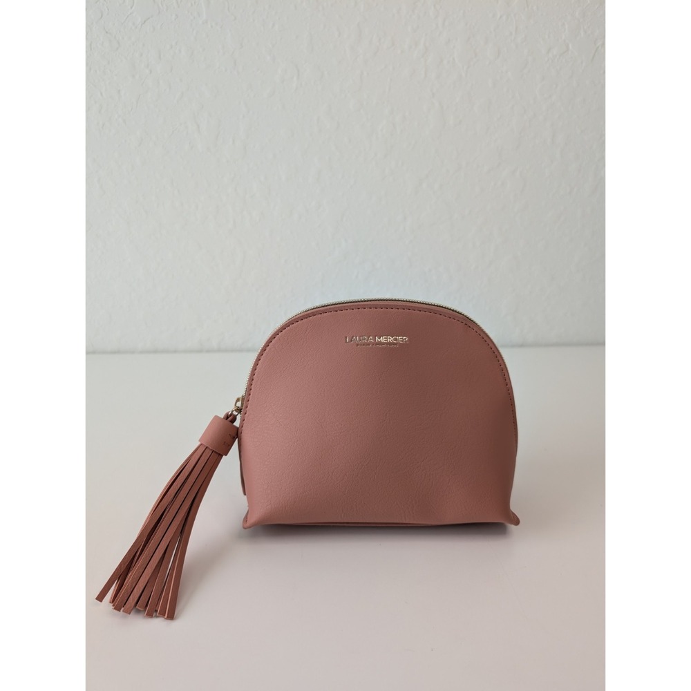 Laura Mercier Pink Faux Leather Makeup Bag